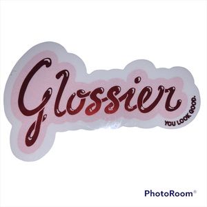 Glossier Sticker White and Pink Sticker